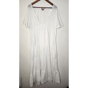 Original Anthony Womens Large White Tiered Boho Prairie Spring Maxi Dress